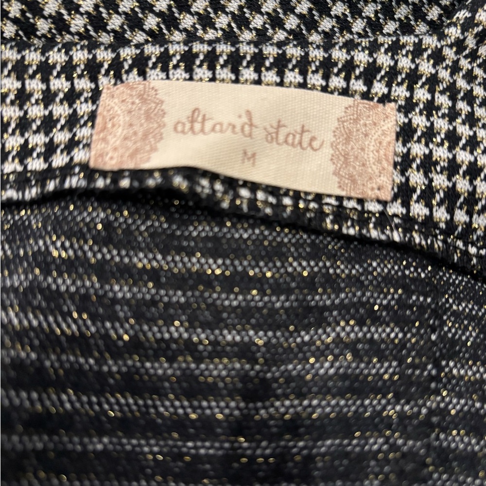 Altar'd State Womens Dress Herringbone‎ Mini Black and with Gold Metallic - Picture 8 of 9